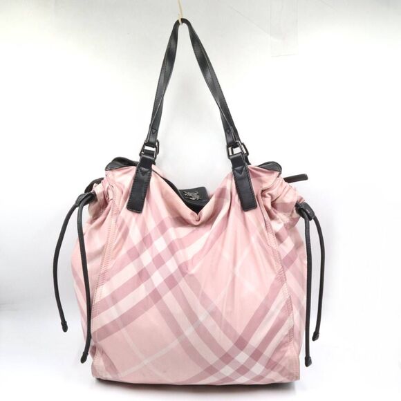 Burberry [Authentic] Pink Nova Check Nylon & Leather XL Shopper Tote Bag w/ COA - Picture 3 of 15